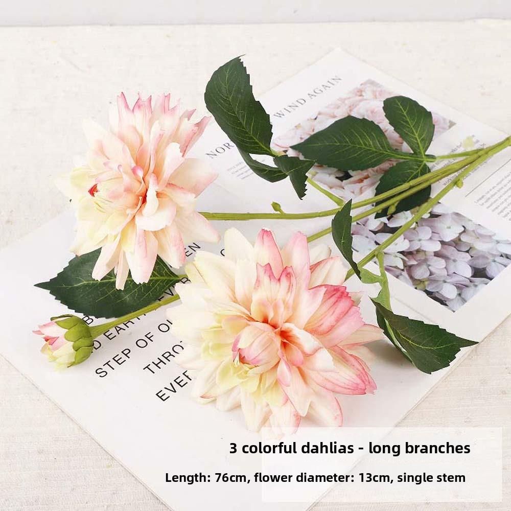 Real Touch Artificial Dahlia Flower Realistic Plant Faux Dahlia Branch 76cm Colorful Simulation Big Dahlia