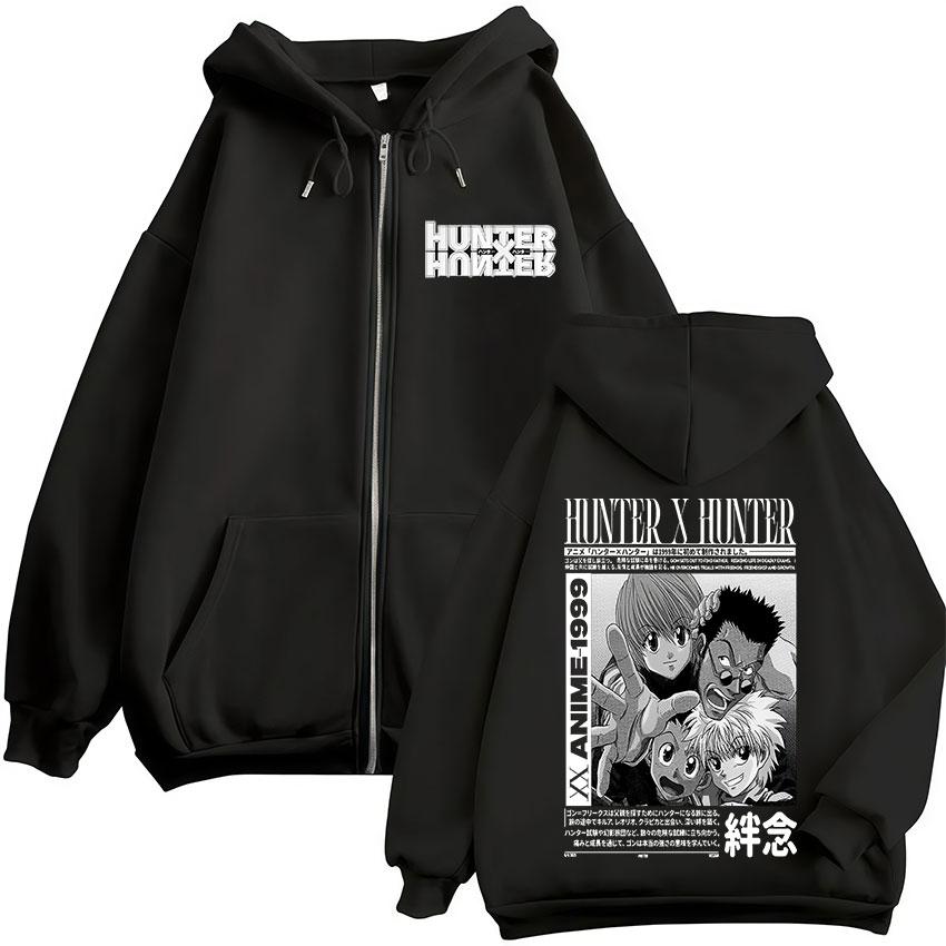 Anime Hunter X Hunter Kurapika Killua Zoldyck GON FREECSS Leorio Zipper Hoodies Men Women Zip Up Hooded Sweatshirts Jackets