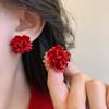 Серьги-пусеты «Цветущий красный цветок» 2025 для женщин Элегантные простые серьги в форме сердца с геометрическим дизайном Эстетичные Новогодние ювелирные подарки