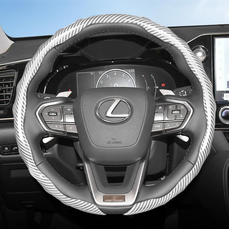 Suitable for Lexus Carbon Fiber Texture Steering Wheel Cover with Snap-On Wave-Shaped Sports Design to Protect Models Such as Rx, Nx, Es, Gx, Lx, Is,