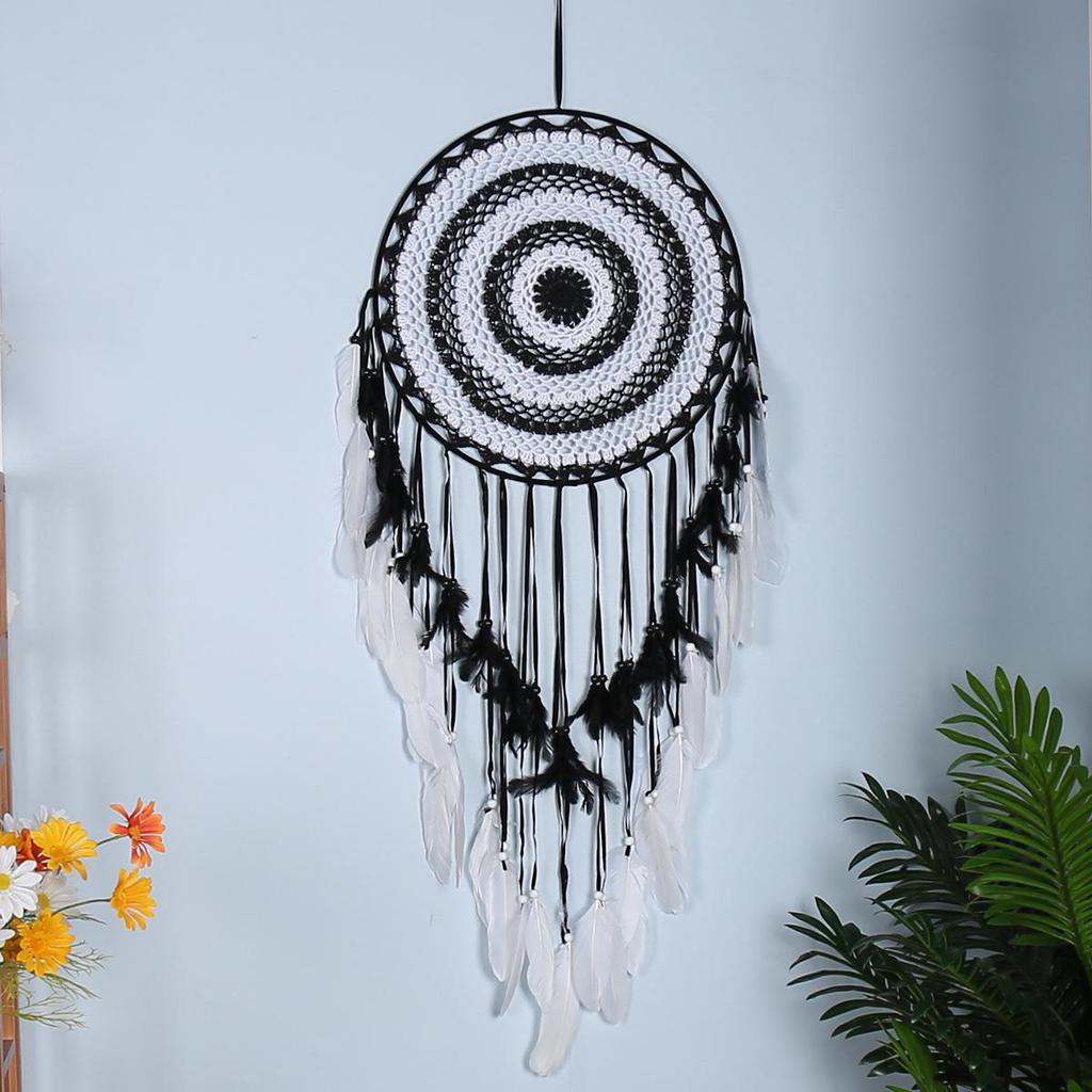 Богемский ловец снов из перьев ручной работы для украшения интерьера