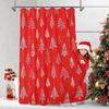 Christmas Shower Curtain Tree Shower Curtain Xmas Pine Red and White Standard Shower Curtain for Bathroom Decor