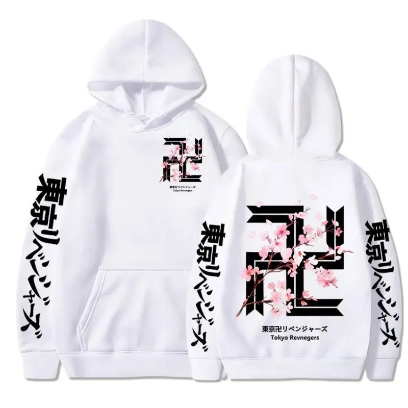 Japan Anime  Revengers Cherry Blossom Graphics Hoodies Autumn Fleece Tokyo Gang Sweatshirts Cozy Clothes Tops