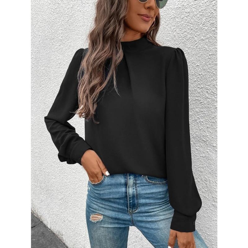 Женская атласная рубашка весна-лето с рукавами-фонариками, модные атласные рубашки с длинными рукавами