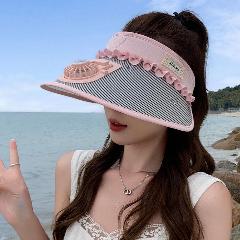 Женская перезаряжаемая солнцезащитная шляпа с защитой от УФ-лучей и широкими полями для велоспорта