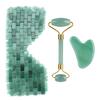 3pcs Natural Jade Eye Mask And Jade Roller Gua Sha Set Rose Quartz Gouache Scraper Massage Tool Anti-Aging Beauty Skin Care Tool
