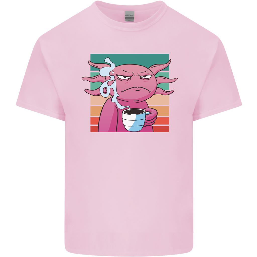 Grumpy Axolotl With Coffee Unisexs Light Cotton TShirt
