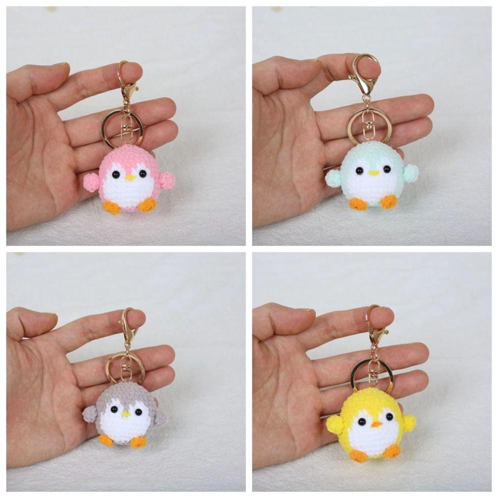 Handmade Crochet Keychain Cartoon Animal Knitted Pendant Penguin Doll Keychain Bag Charm