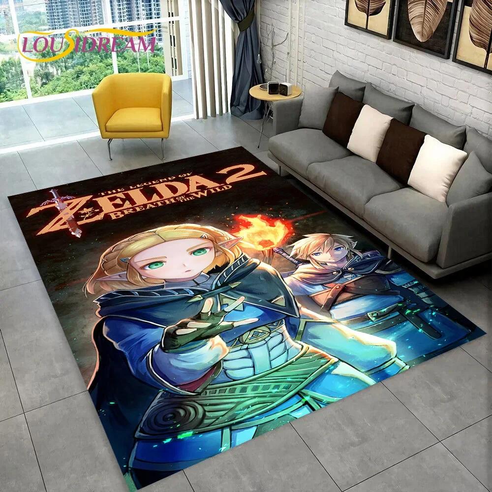 2025 3D Z-Zelda2 Game Cartoon Rug Carpet for Living Room Bedroom Home Decor,Floor Mat Non-slip Decoration for Sofa Doormat Kids