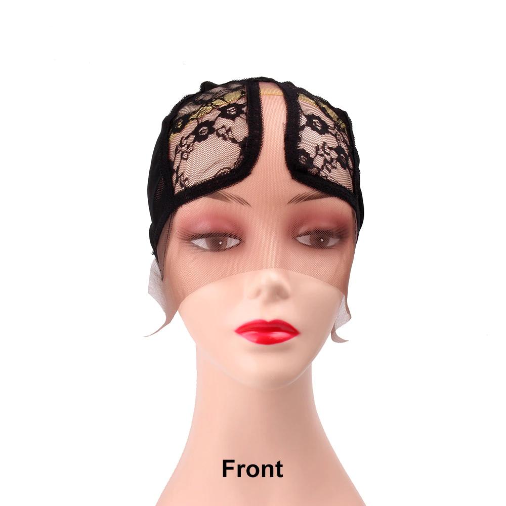 U Type Lace Front Black Net Headband Wig Cap