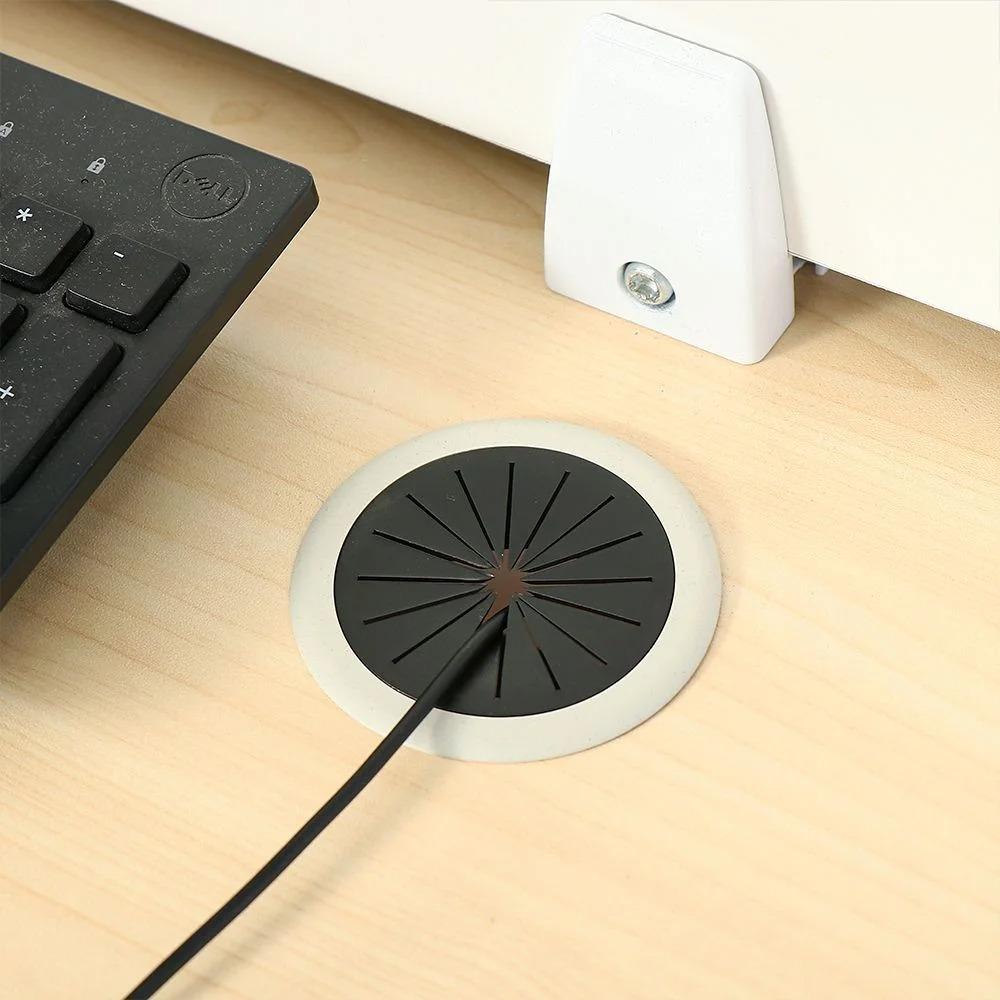 2pcs 60mm Desk Cable Grommet Wire Hole Cover Cord Organizer Table Outlet Port Management