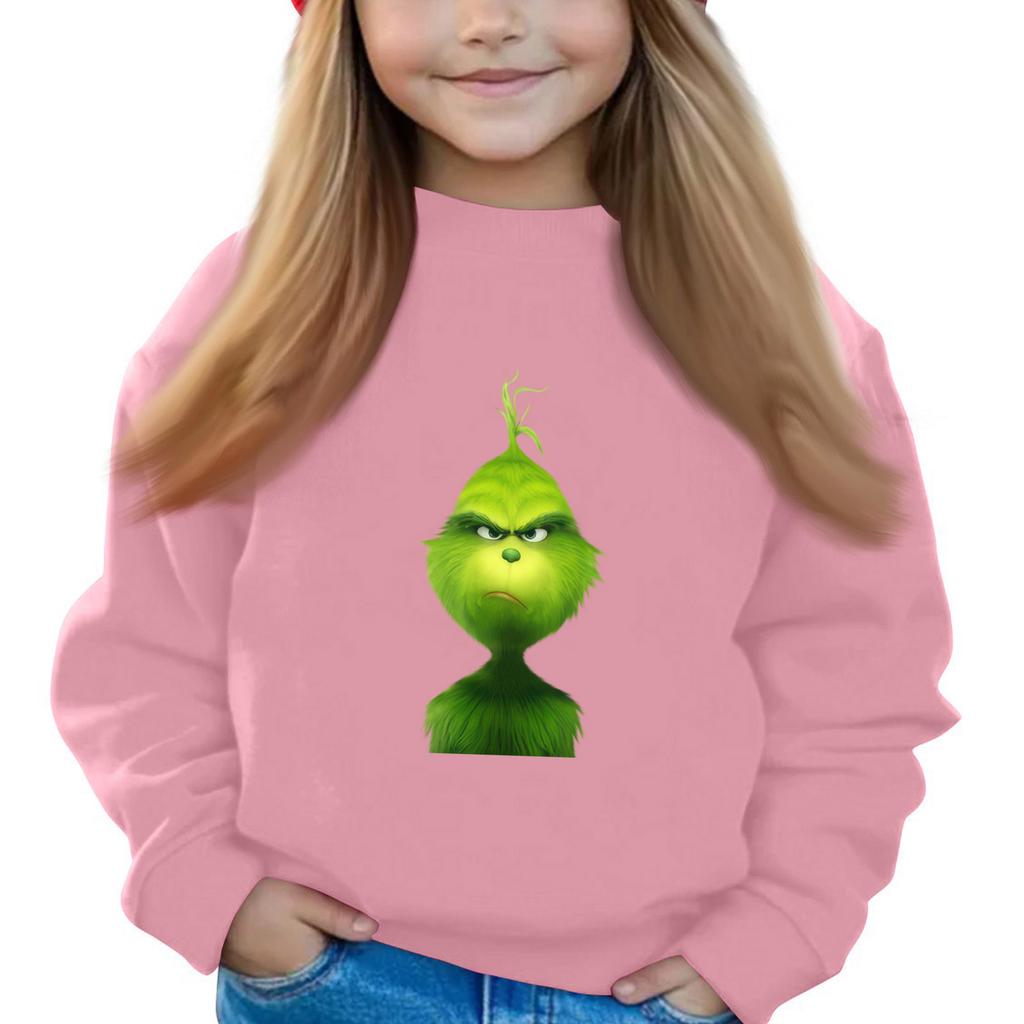 Рождественские пуловеры с круглым вырезом для девочек, детские топы с принтом