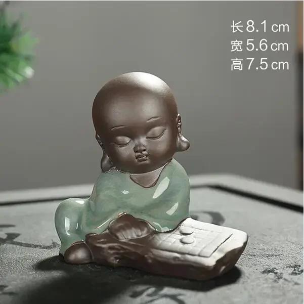 F Creative Boutique Улыбающийся Будда Чайный питомец Керамические украшения Безумный монах Фигурки кунг-фу и мини-товары для дома Офисное украшение