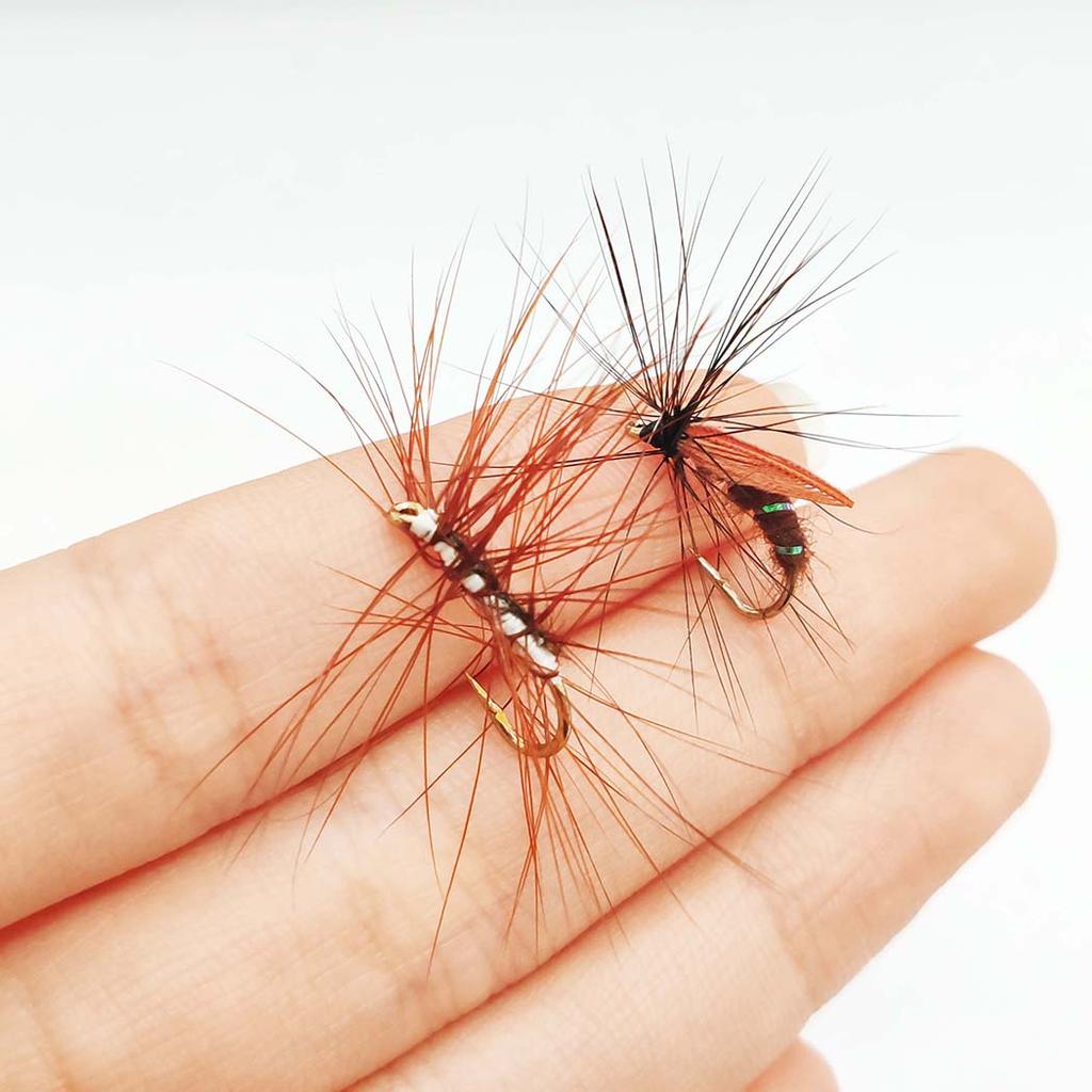 6/10 шт., размеры № 10, крылатые ручейники для лося и искусственные черные крылья, мушка для тела жука, сухие мушки, искусственные насекомые, приманка для форели, щуки, окуня, рыболовные снасти