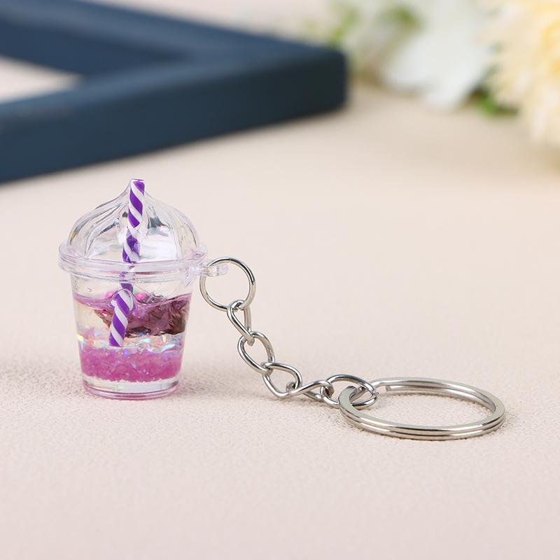 1 шт., креативный мини-светящийся молочный пузырь, чашка чая, брелок для ключей для женщин и мужчин, милая сумка, подвеска, кольцо для ключей от автомобиля, ювелирные изделия, подарки