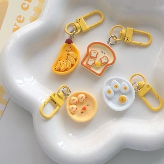 4 шт./компл. брелок с яйцом-пашот, мультяшная подвеска в виде еды, забавная имитация тарелки для завтрака, очаровательный кошелек, сумка, украшение дома в машине