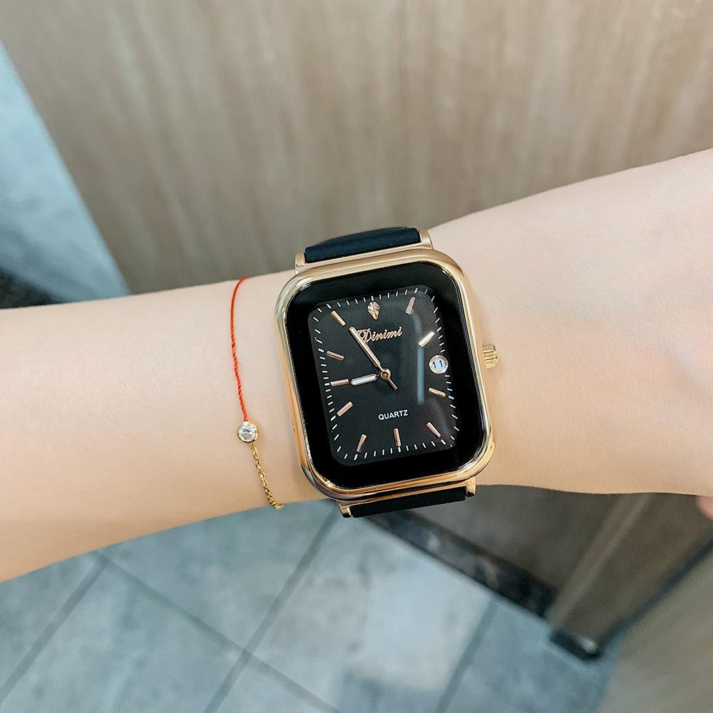 Новые простые квадратные легкие роскошные поясные часы с календарем, кварцевые часы Niche, модные повседневные женские часы