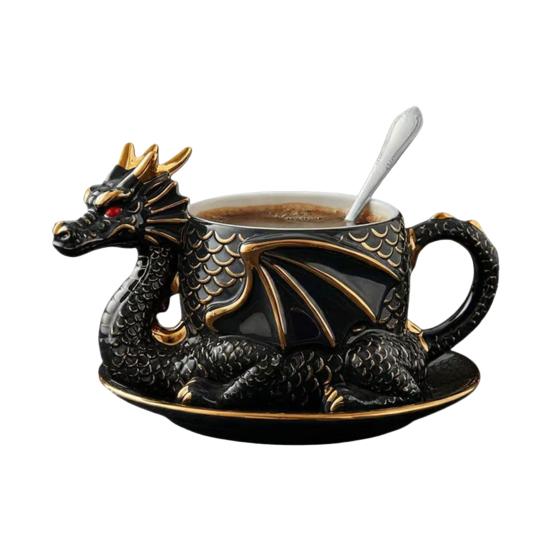 Кофейная кружка в форме дракона, сделанная вручную из смолы, коллекционная, мифическое существо в стиле дракона, декор для кухни