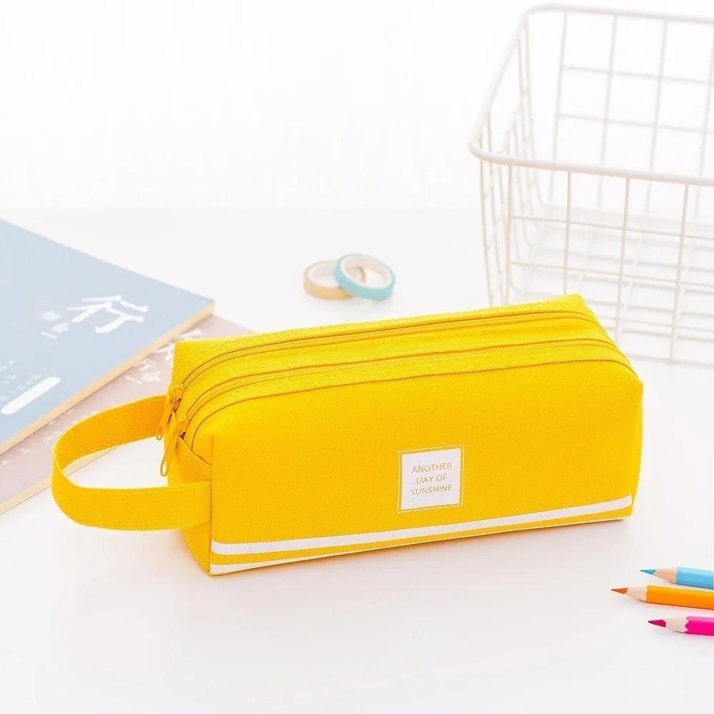 New Solid Large Capacity Pen Pencil Bag Storage Case Makeup Pouch Cute Stationery Office School Supplies