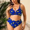 2024 Women's Plus Size High Waist Triangle Printed Swimsuit - European & American Style