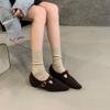 2025 New Pointed Inner Thick Heel Woolen One-word Buckle Versatile Commuter Soft Sole Foot Cover Women's Warm Single Shoes