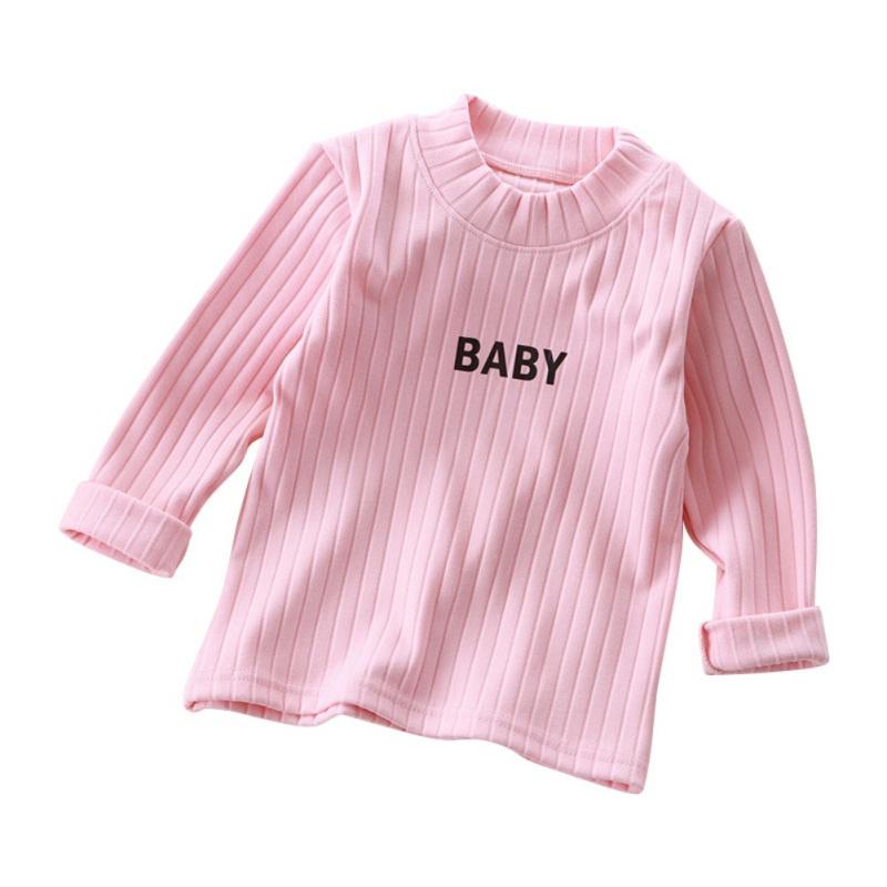 Baby Warm Top Long Sleeved Elastic T-Shirt Solid Color Kids Top