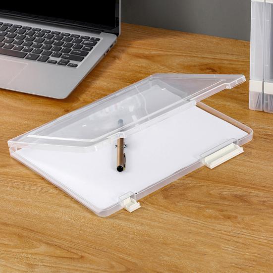 Коробка для файлов с крышкой Видимая конструкция с пряжкой Хорошая гибкость Легко чистится Пыленепроницаемый Прозрачный футляр для бумажных файлов формата A4 Офисные принадлежности
