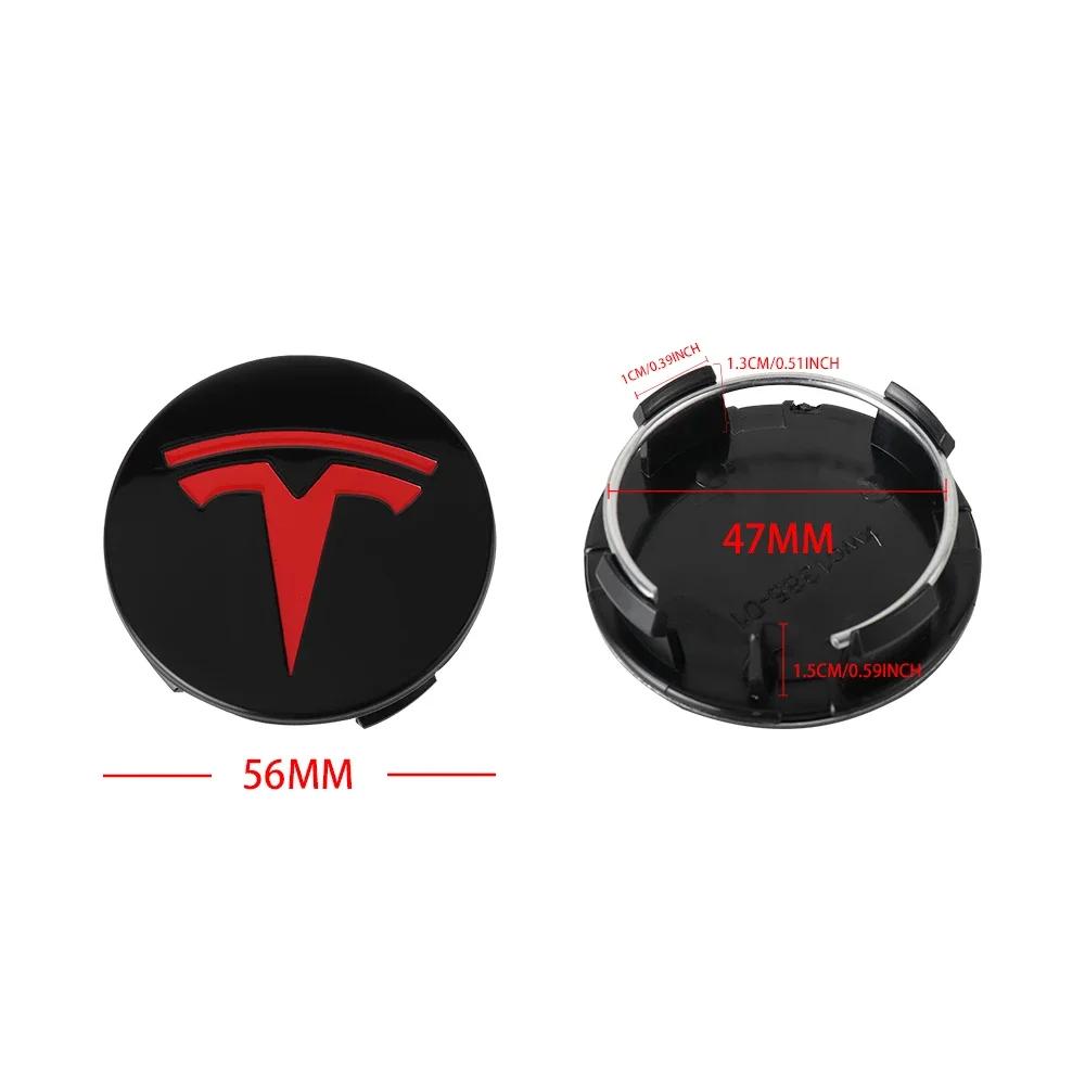 Автомобильная наклейка Tesla 4 шт. 56 мм Наклейки-заглушки центральных колпачков ступиц колес автомобиля Значок Наклейка Автоаксессуары Для Tesla Model 3 Model