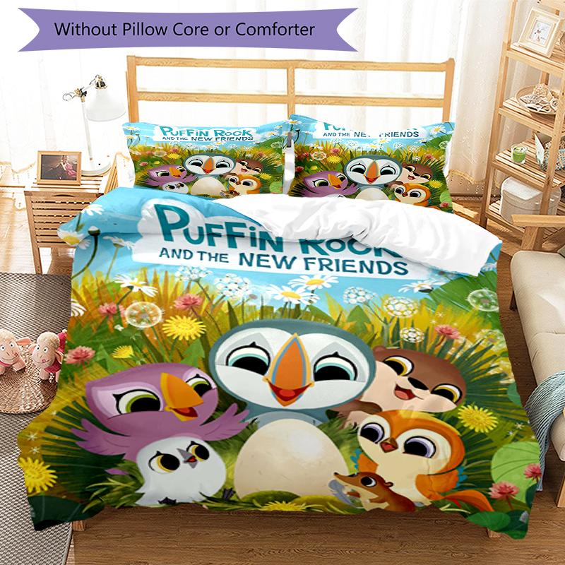3 шт. Комплект постельного белья Puffin Rock Закрытие на пододеяльник Включает 1 пододеяльник и 2 наволочки, Мягкий и удобный для всех сезонов.