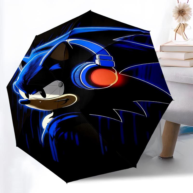 Printed Sonic the Hedgehog Printed Folding Umbrella,Outdoor,Leisure,And Travel Umbrella,Durable Umbrella Fabric,Birthday And Holiday Gift