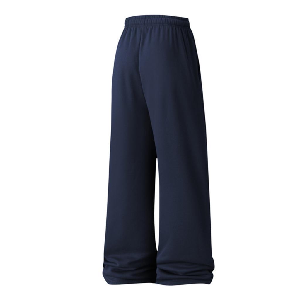 Men's Solid-color Casual Sportswear Pants, Men's Thin Fleece Drawstring Straight-leg Loose Flat-mouth Sweatpants
