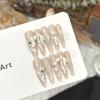 Набор 5-в-1 HANDMADE Накладные ногти Розово-бежевые Стразы Ленточка Бантик Фототерапевтические Пластыри для ногтей Искусственные Ногти Многоразовые