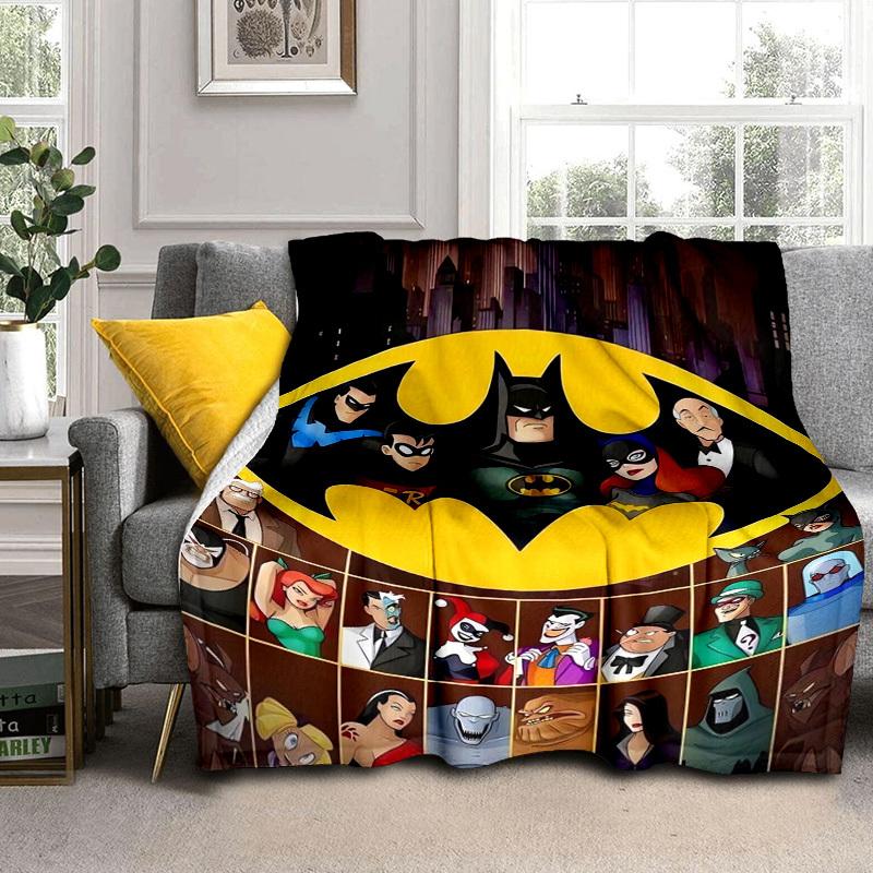 1pc Batman: The Animated Series Characters Cartoon Blanket,Portable Throw for Travel & Camping, All Season Cozy Blanket,Ideal Gift