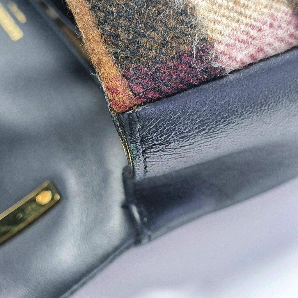 [Pre-Owned] Lola Bag TB Logo Classic Check Metal Chain Quilted Cashmere And Sheepskin Shoulder Crossbody Bag - Good #IEIHS