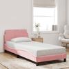 VidaXL Bed Frames with Headboard, Upholstered Bed with Slat Base, Single Bed with Feet, Adult Bedroom Bed, Pink 373077