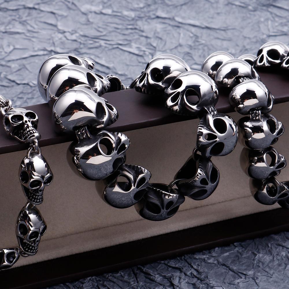 Панк-рокер, цепочка на голову с черепом, мужской браслет из полированной нержавеющей стали, мужские браслеты дружбы, готические мужские ювелирные аксессуары