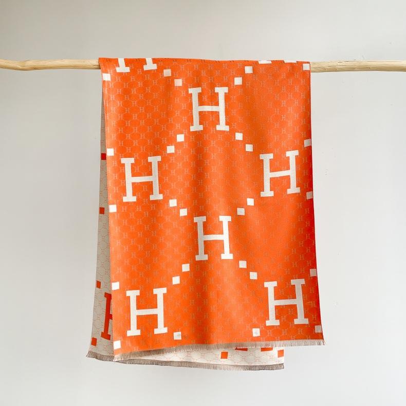 Classic Fashion Letter Thousand Birds Grid Imitation Cashmere Scarf Women's Winter Thickened Double Sided Air Conditioning Shawl Scarf Women's