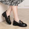 Women's Summer Footwear Normal Leather Casual Shoes for Woman 2024 Loafers With Heel Square Heels Korean Style E Spring Stylish