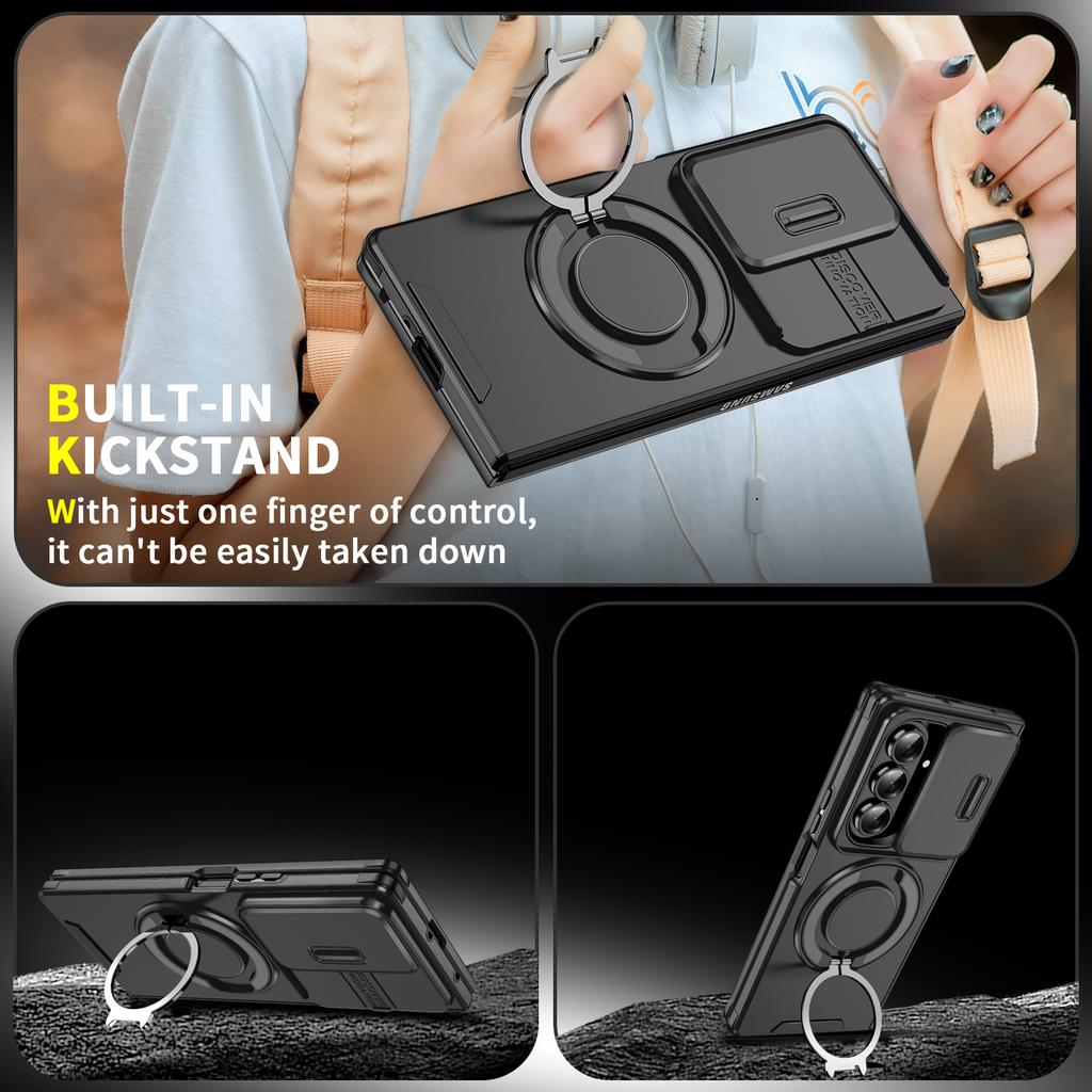 Stand Ring Case for Samsung Galaxy Z Fold7 Fold6 Fold 7 6 5G ZFold7 Slide Lens Camera Protector Armor CASES