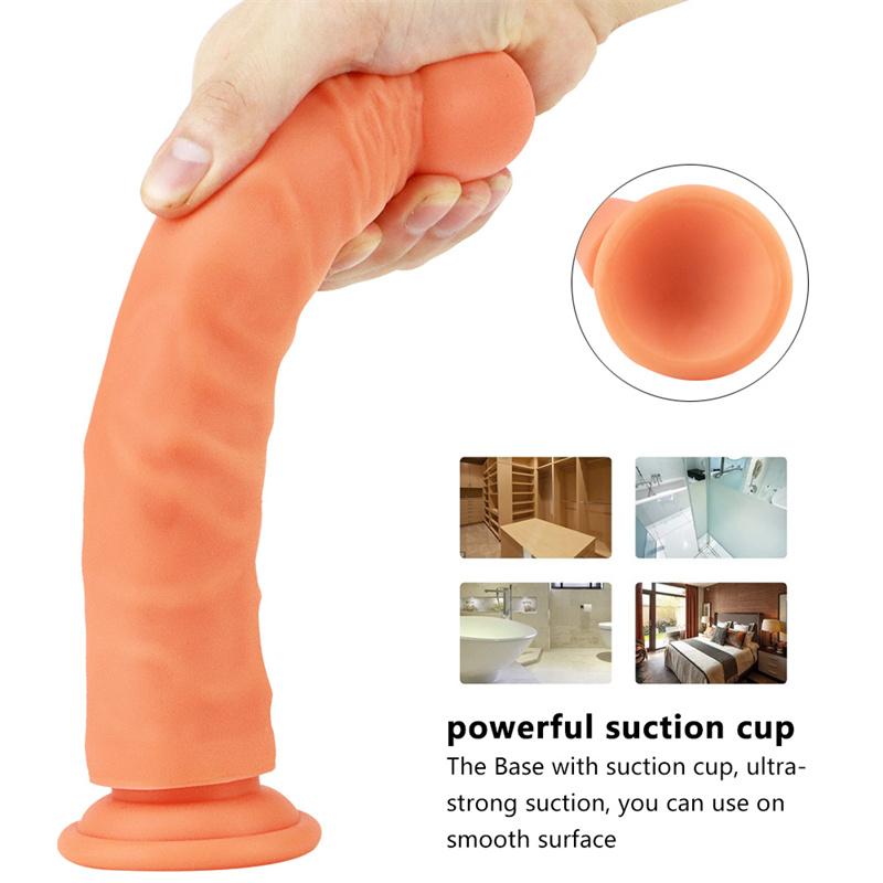 Присоска Длинный Без яиц Симуляция Пениса Силиконовый Мягкий Искусственный Пенис Женское Ручное Мастурбационное Устройство Взрослая Женская Игрушка