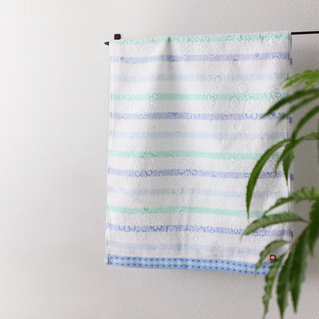 Сертифицированное банное полотенце Imabari, жаккардовое полотно Hiorie Border Lyric, набор из 2 штук, синее, сделано в Японии, бренд Imabari, быстросохнущий хлопок, 100% хлопок