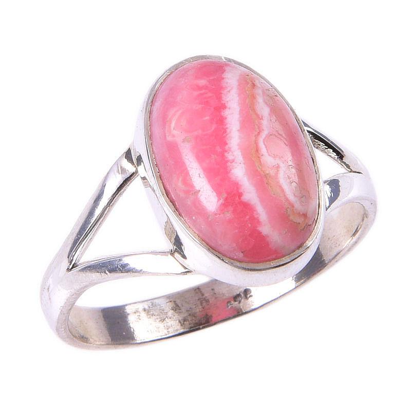 Natural Rhodochrosite Gemstone Handmade 925 Solid Sterling Silver Ring S.10 H5e65