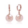 E476 12mm Peach Pearl Rose Gold One-Touch Earrings