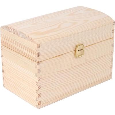 Сундук - Коробка для хранения - Creative Deco - Большая - Неокрашенное дерево - 25x15x17 см - Изогнутый замок