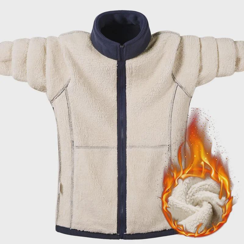 Мужская куртка и свитер из овчины больших размеров для осени/зимы - Модель 889