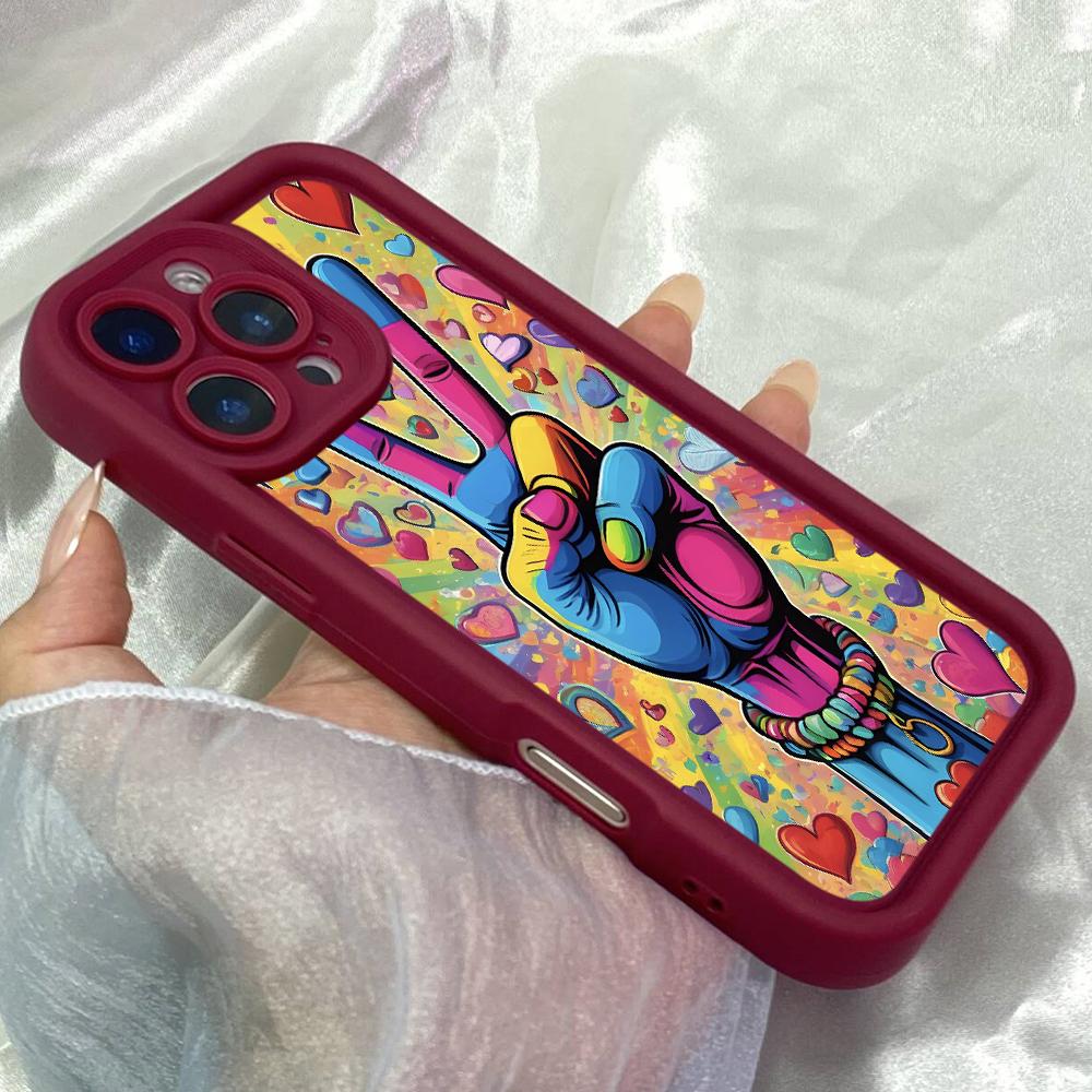 JT284 Хиппи Мир Фрики для iPhone 17 16 15 14 13 Pro Max Samsung S26 S25 S24 Ultra A17 A16 A07 A56 A06 A05 Xiaomi 15T Redmi 15c Note 14 Мягкий Чехол