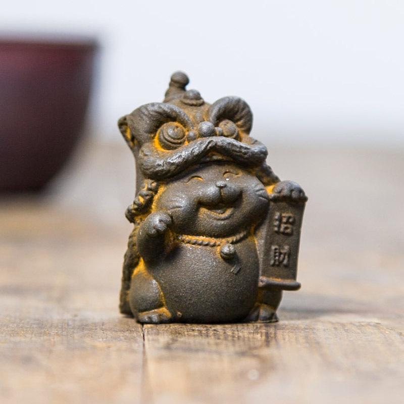 Пробуждающийся Лев Денежный Кот Орнамент - Китайский Национальный Тренд Домашний Декор, Высококачественное Ручное Изделие для Рабочего Стола Гостиной.