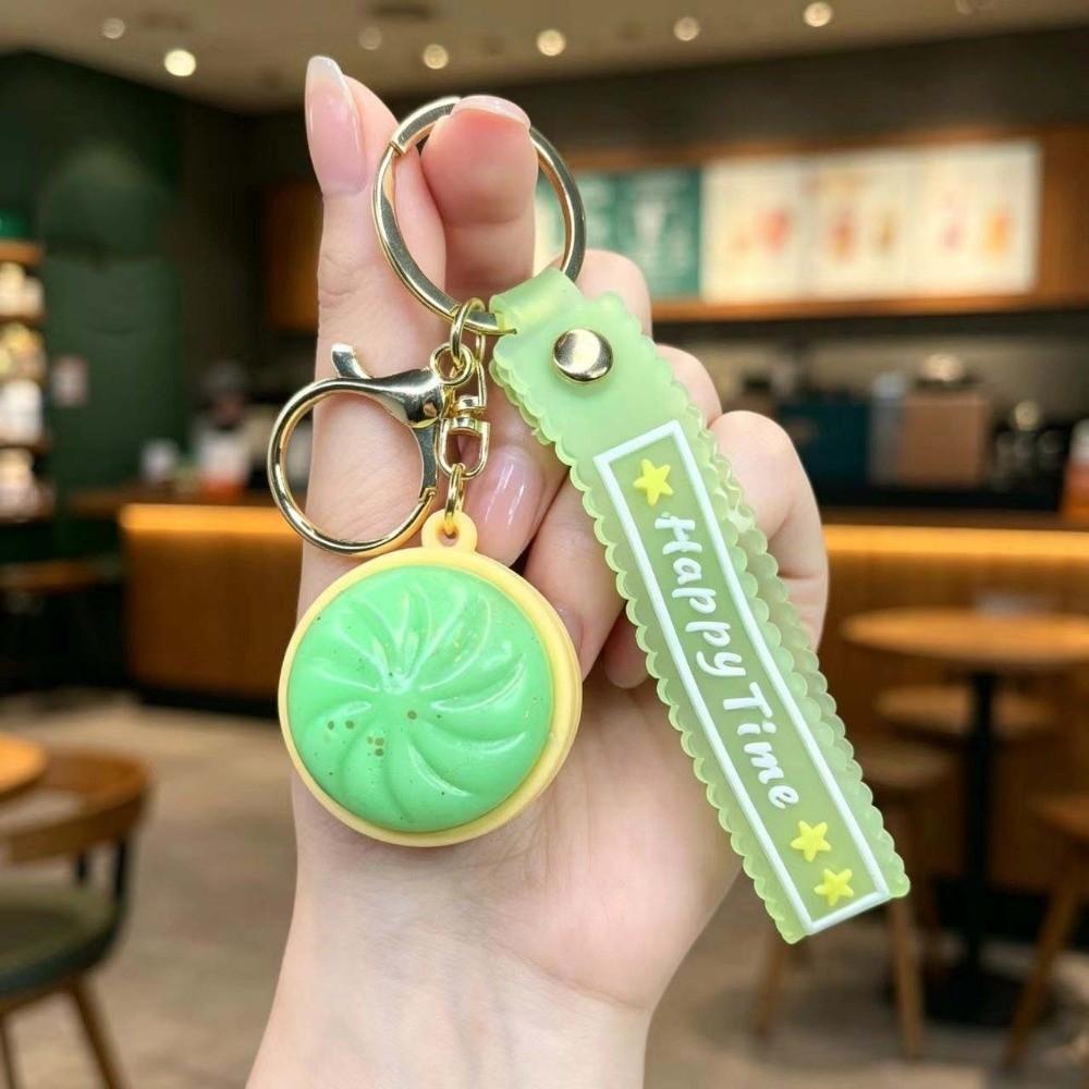 3D Flashing Baozi Key Ring LED Flashing Squeeze Toy Fidget Toy Steamed Bun Key Chain Car Keys