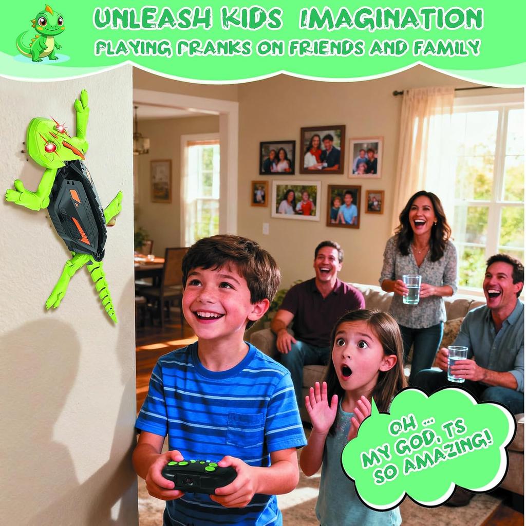 Wall Crawler Gecko RC Toy for Age 8-13 - Realistic Remote Control Lizard Wall Climbing Toy, Birthday Gifts for Boys Age 4-8, Fun and Novelty Toys