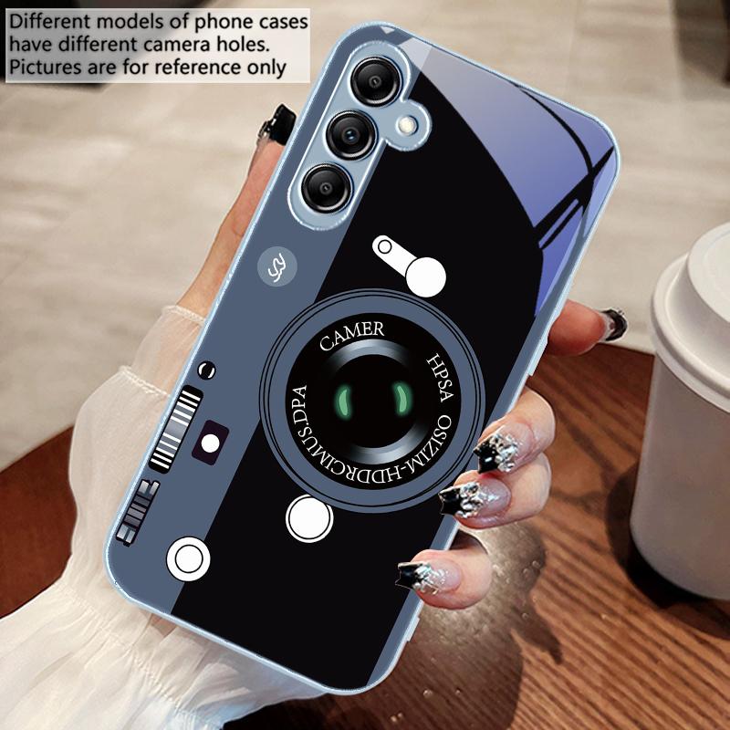 Dark green camera pattern For Samsung A 73 72 71 70 56 55 54 53 52 51 50 42 35 34 33 32 31 26 25 24 23 22 30 20 glass phone case